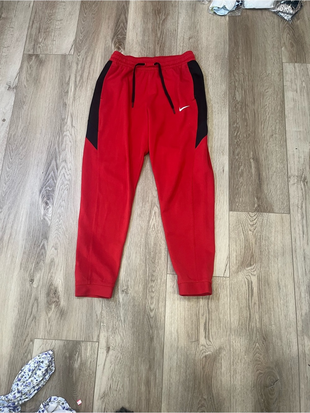 Nike Red and Black Men's Fleece Joggers